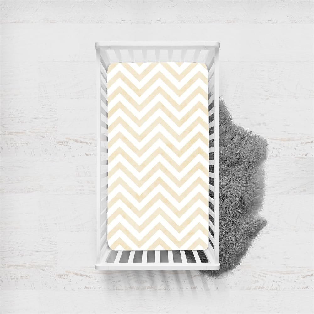 Morbuy Baby Crib Fitted Sheet, Jacquard Pattern, Soft and Breathable, Light Yellow, 120 x 60 cm