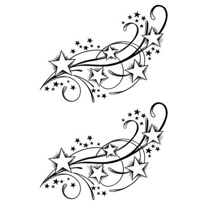 3-Piece Herbal Star Grass Tattoo Stickers, Matte, Semi-Permanent, Non-Reflective