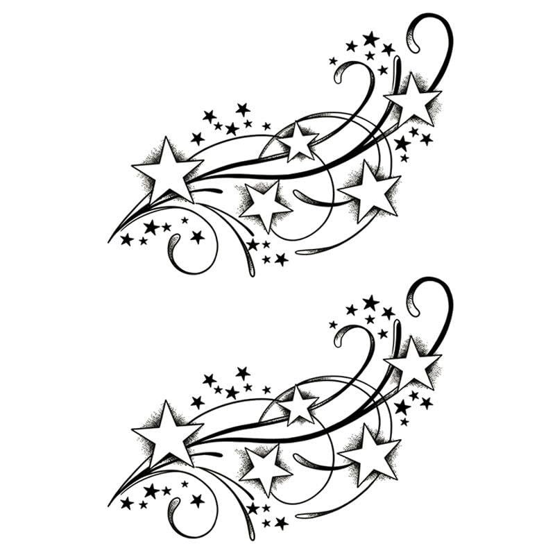 3-Piece Herbal Star Grass Tattoo Stickers, Matte, Semi-Permanent, Non-Reflective
