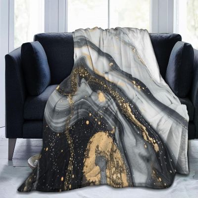 Mexpekil Marble Blanket, Soft, Cozy, Plush Flannel Fleece Blanket for Sofa, Bed, Camping, Travel, 150 x 125 cm, Black/Gray