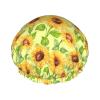 Reusable Women's Shower Cap, Floral and Sunflower Design, Double-Layer Waterproof view 1