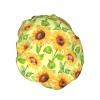 Reusable Women's Shower Cap, Floral and Sunflower Design, Double-Layer Waterproof view 2