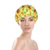 Reusable Women's Shower Cap, Floral and Sunflower Design, Double-Layer Waterproof view 3