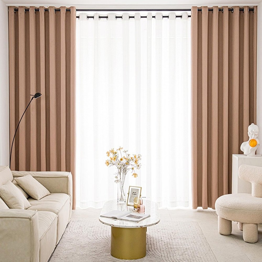 KnSam Set of 2 Rose-Pink Curtains, 107 x 147 cm Each