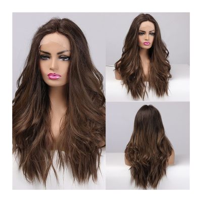 22-Inch Brown Wavy Lace Front Wig with Baby Hair