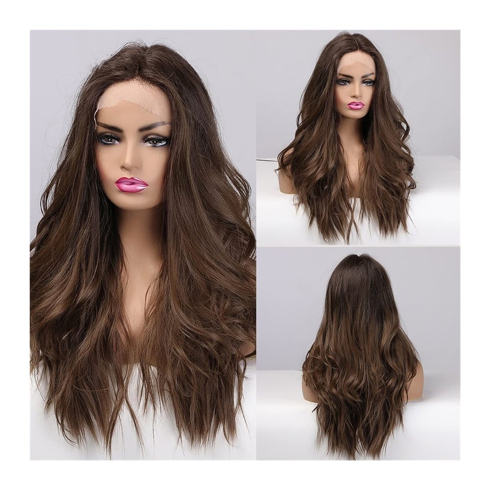 22-Inch Brown Wavy Lace Front Wig with Baby Hair