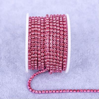 JKDSAO Gold Rhinestone Claw Chain, Rose, SS12 (3 mm), 9.4 m