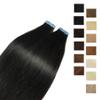 Tape-In Human Hair Extensions for Women, Straight Brazilian Remy Hair, Skin Weft, Black-Brown, 1#, 20 Pieces, 22 in view 1