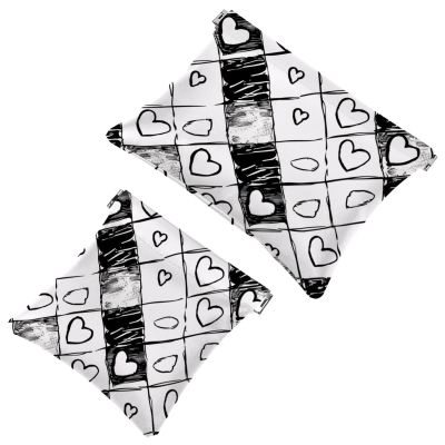 Waterproof Mini Cosmetic Bags with Snap Closure, Doodle Checkerboard and Heart Patterns