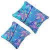 Tropical Jungle Texture Cosmetic Pouch Set, Blue, Waterproof, Zipperless, Self-Closing, 7.1 x 5.8 in view 1