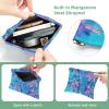 Tropical Jungle Texture Cosmetic Pouch Set, Blue, Waterproof, Zipperless, Self-Closing, 7.1 x 5.8 in view 3
