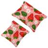 Small Cosmetic Bag with Kiss-Lock Closure, Travel Makeup Bag for Wallet, Zipper-Free, Self-Closing, Mini Makeup Bag for Women and Girls, Strawberry with Green Leaves and view 1