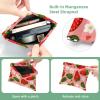 Small Cosmetic Bag with Kiss-Lock Closure, Travel Makeup Bag for Wallet, Zipper-Free, Self-Closing, Mini Makeup Bag for Women and Girls, Strawberry with Green Leaves and view 3