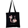 Personalized Linen Tote Bag with Name, Women's Shoulder Bag, Pink Flower Letter Handbag, Casual Large-Capacity Reusable Shopping Tote view 1