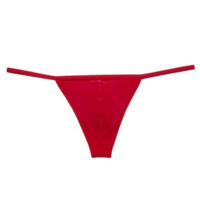 Men's Sexy Open-Crotch Thong Underwear, Red, XL
