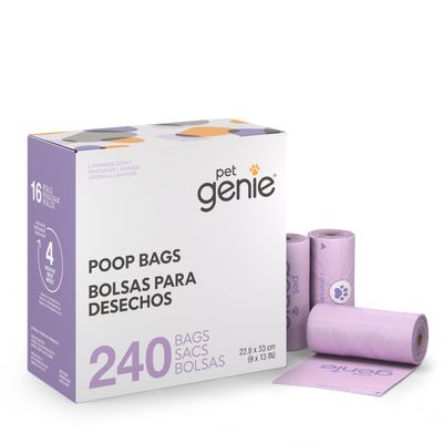 PET GENIE Dog Waste Bags for On-the-Go, 16 Rolls (240 Bags)