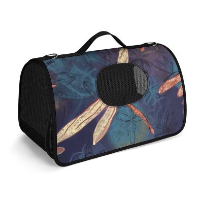Pet Handbags with Hand-Painted Dragonfly Print