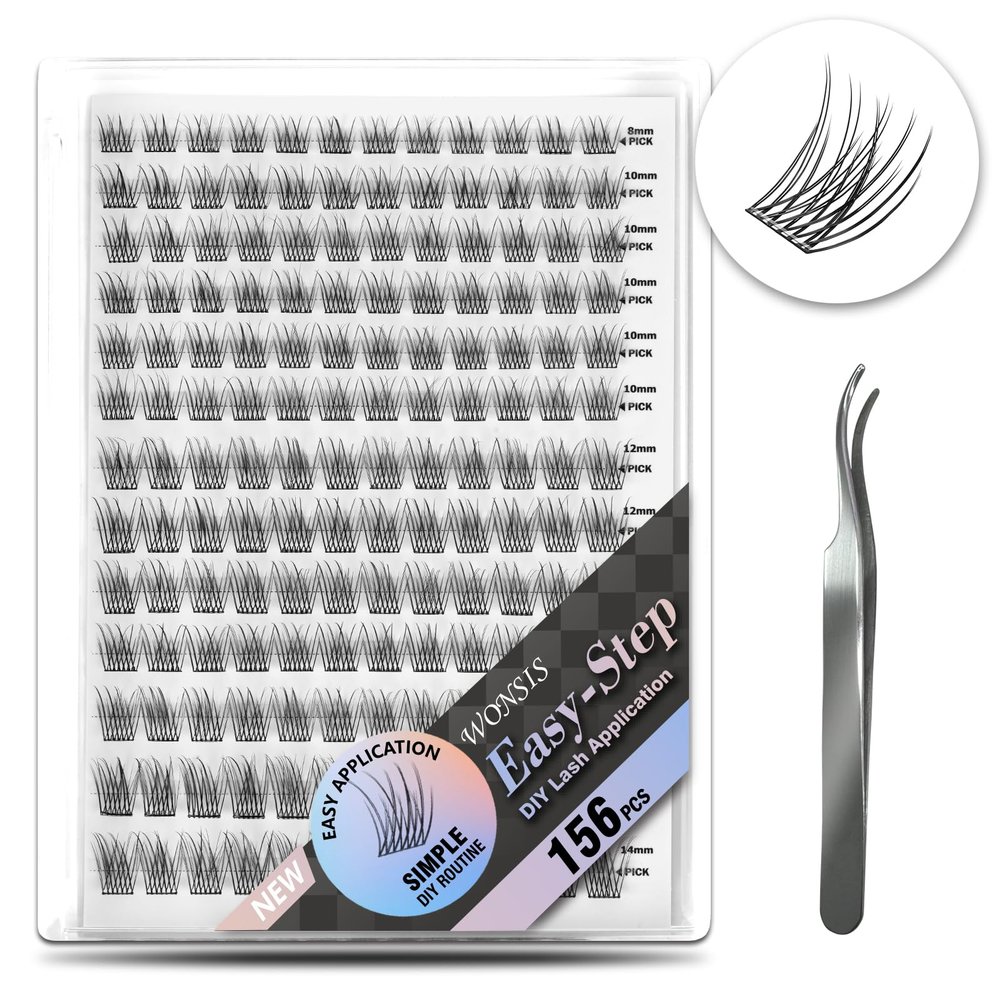 WONSIS Self-Adhesive False Eyelashes, 156 Pieces, Mixed Natural Style