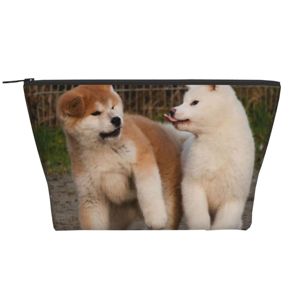 Two Cute Akita Dogs Toiletry Bag, Makeup Bag, Cosmetic Pouch