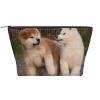 Two Cute Akita Dogs Toiletry Bag, Makeup Bag, Cosmetic Pouch view 1