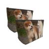 Two Cute Akita Dogs Toiletry Bag, Makeup Bag, Cosmetic Pouch view 3