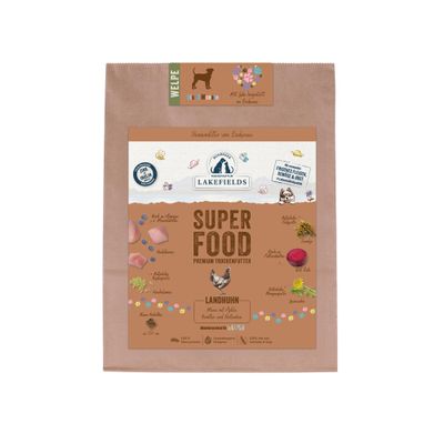 Lakefields SUPERFOOD Premium Grain-Free Dry Puppy Food, 61% Chicken, 4 x 1 kg