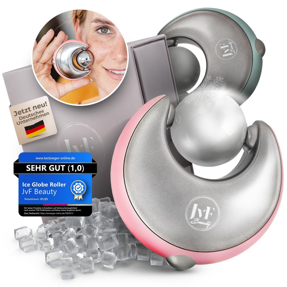 JvF Beauty Ice Roller for Face & Body – Reusable Facial Massage and Cooling Roller, Pink