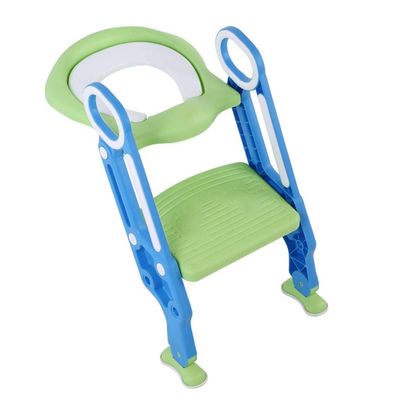Adjustable Baby and Toddler Toilet Training Seat with Ladder, Blue/Green