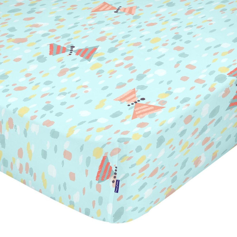 HappyFriday Moshi Moshi Fitted Sheet, Blue/Multicolor, 70 x 140 x 14 cm