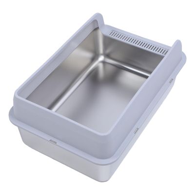 Large Stainless Steel Cat Litter Box, Splash-Proof, Leakproof, Rust-Resistant (L)