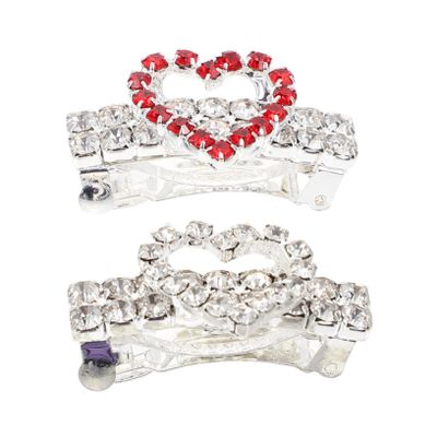 SEWOART 2-Pack Heart-Shaped Hairpins for Dogs
