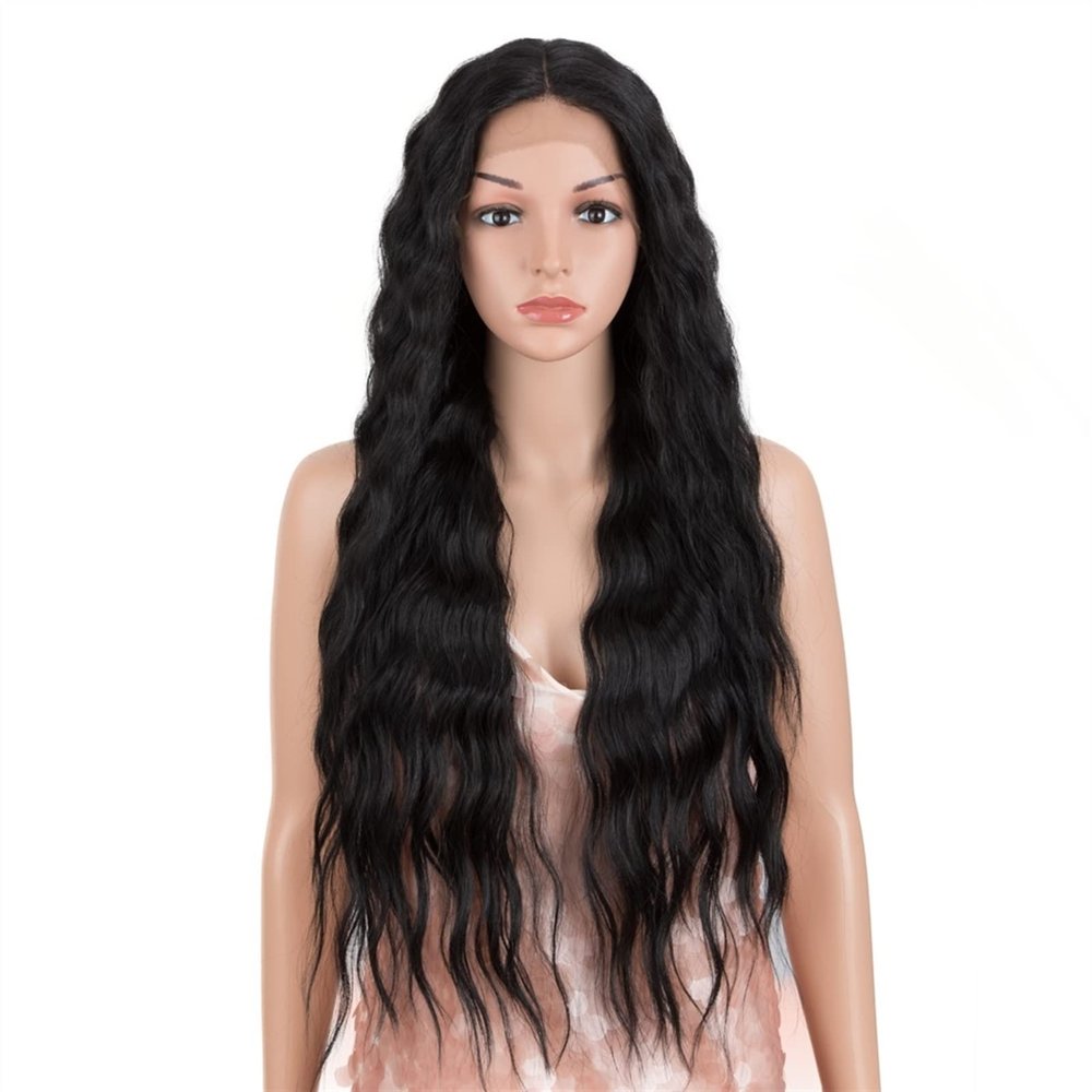 Long Deep-Wave Ombre Blonde Synthetic Lace Wig