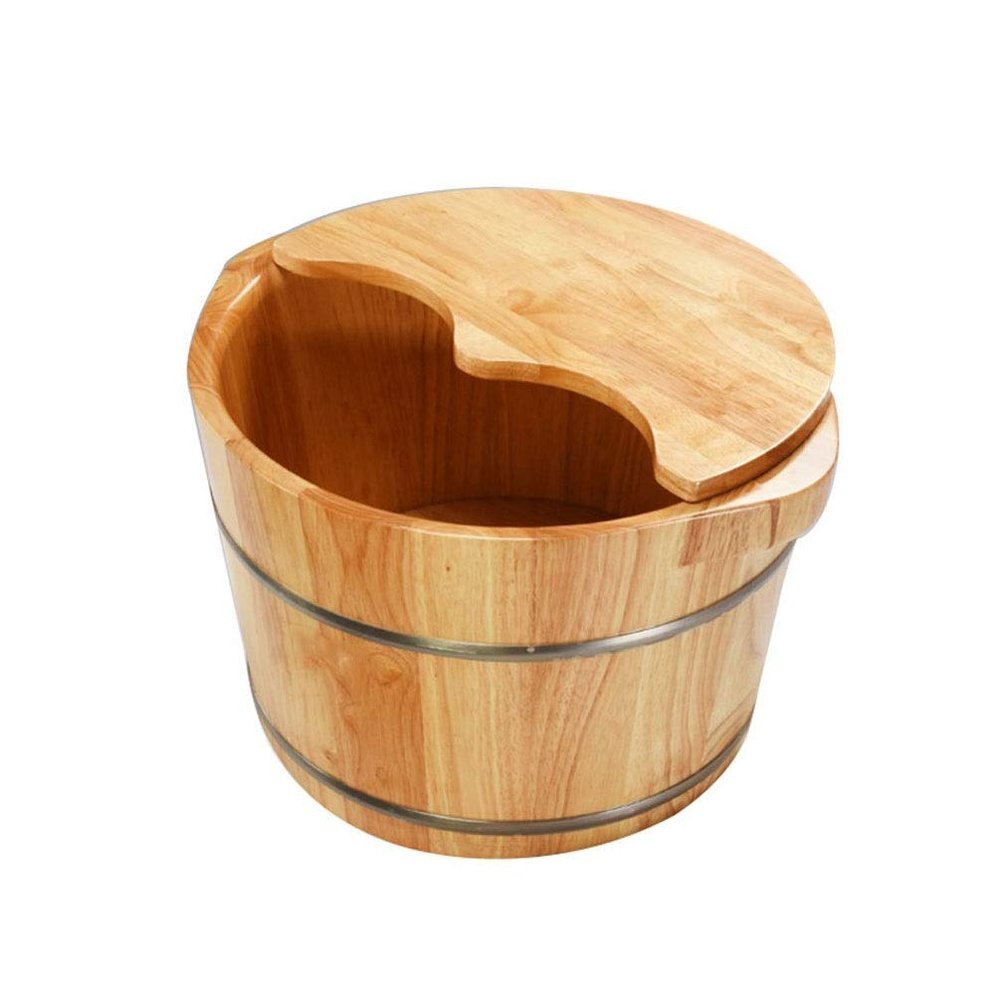 ONCLI Wooden Foot Bath Bucket with Lid, Solid Oak Foot Spa Tub, Easy to Use, Chaser of Light