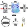 Lmgoc Flat Stainless Steel Chastity Cage Set with Simulated Labia, Blue, 55 mm Arc Ring view 2