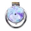 Lmgoc Flat Stainless Steel Chastity Cage Set with Simulated Labia, Blue, 55 mm Arc Ring view 3