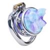 Lmgoc Flat Stainless Steel Chastity Cage Set with Simulated Labia, Blue, 55 mm Arc Ring view 4
