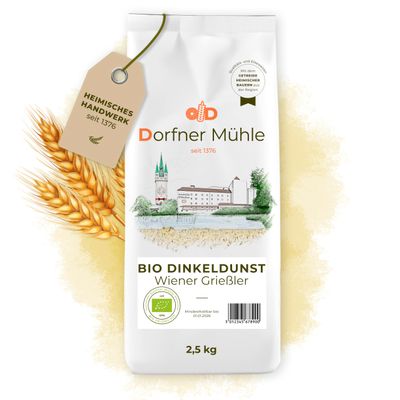 Organic Spelt Dunst [2.5 kg] – Wiener Grieler Spaetzle Flour, Double-Granulated Flour from Bavaria
