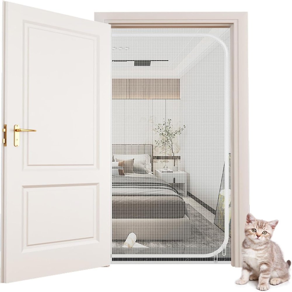 Reinforced Pet-Resistant Mesh Screen Door with Double-Sided Zippers, 85 x 200 cm