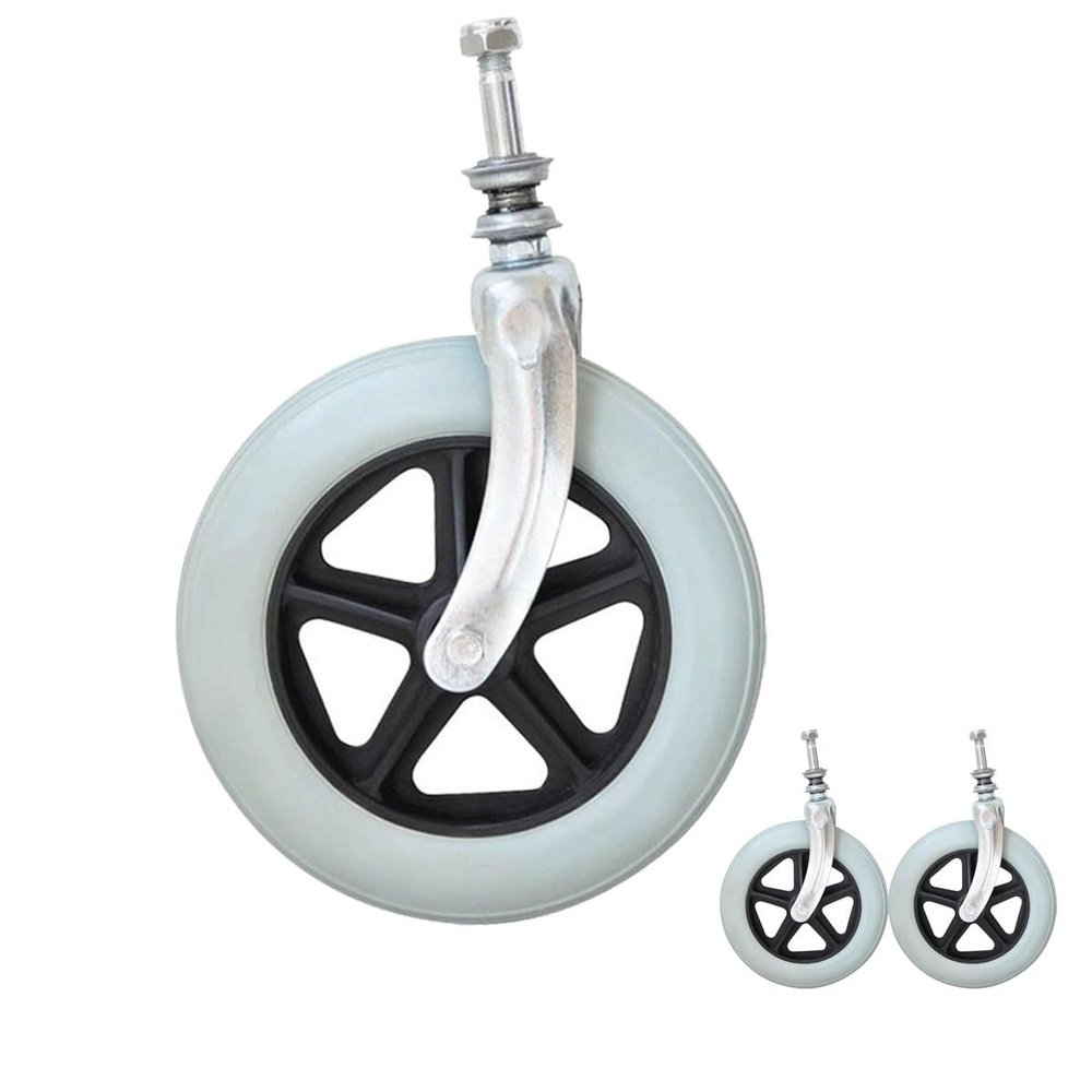 BEEGMA 2-Piece Walker/Wheelchair Replacement Front Wheels, Gray, 17 cm (7 in)