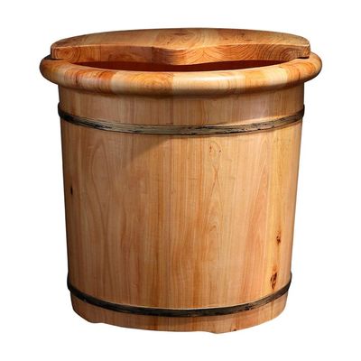 GSKDBCC Wooden Barrel Foot Bath, Foot Massage Tub with Lid, Foot Bath Basin for Soaking or Detox, Chaser of Light