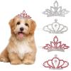 GLOBLELAND 4-Pack Pet Rhinestone Crown Hair Clips view 1