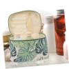 Canvas Cosmetic Bag, Large Travel Case with Monstera Leaf Pattern view 4