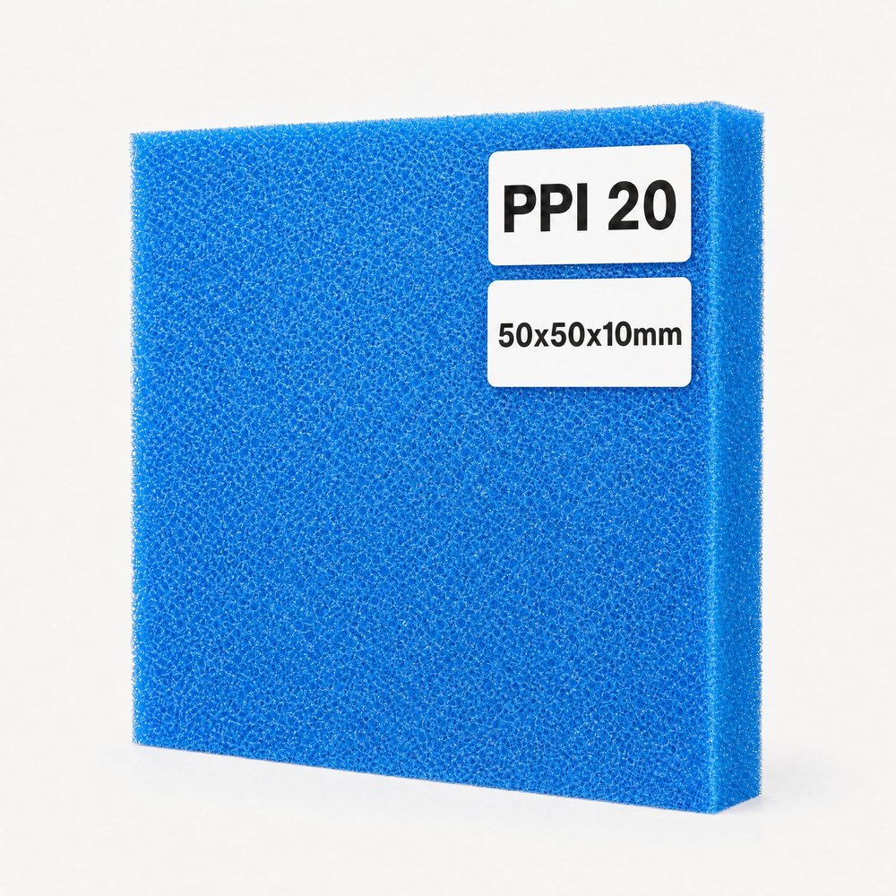 VIALIA Pond & Aquarium Filter Mat, 50 x 50 x 10 cm, PPI 20 Medium
