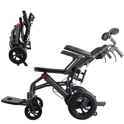 Ultralight Foldable Transport Wheelchair for Seniors with Handbrake