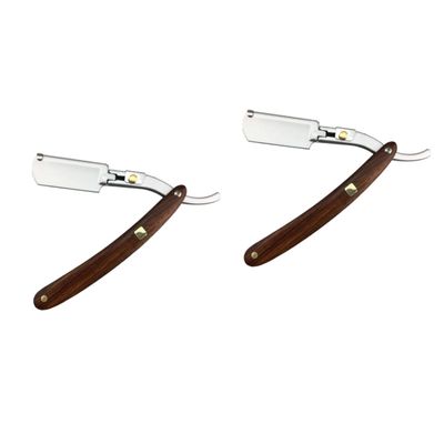 Healeved 2-Piece Men's Vintage Stainless Steel Razors with Wooden Handles