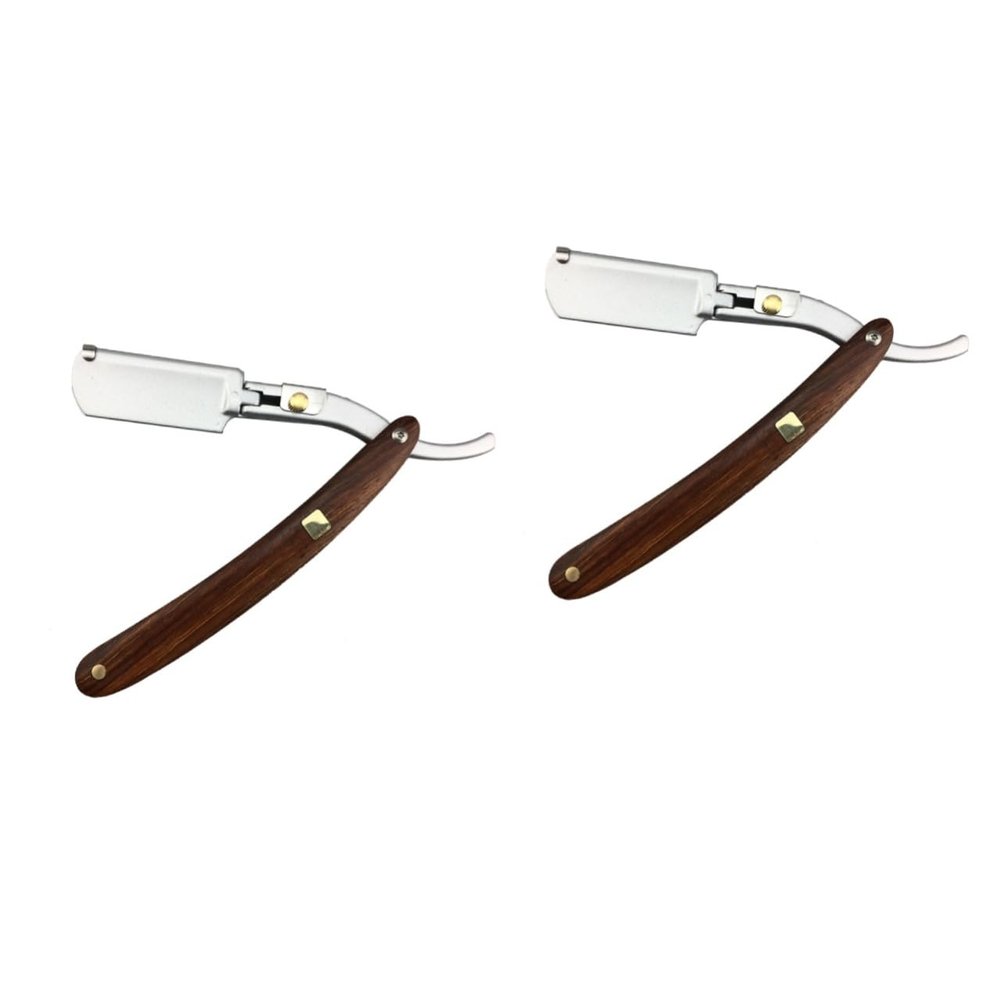 Healeved 2-Piece Men's Vintage Stainless Steel Razors with Wooden Handles