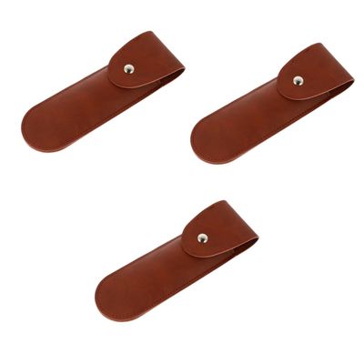 Healeved 3-Piece Brown PU Leather Razor Protective Case