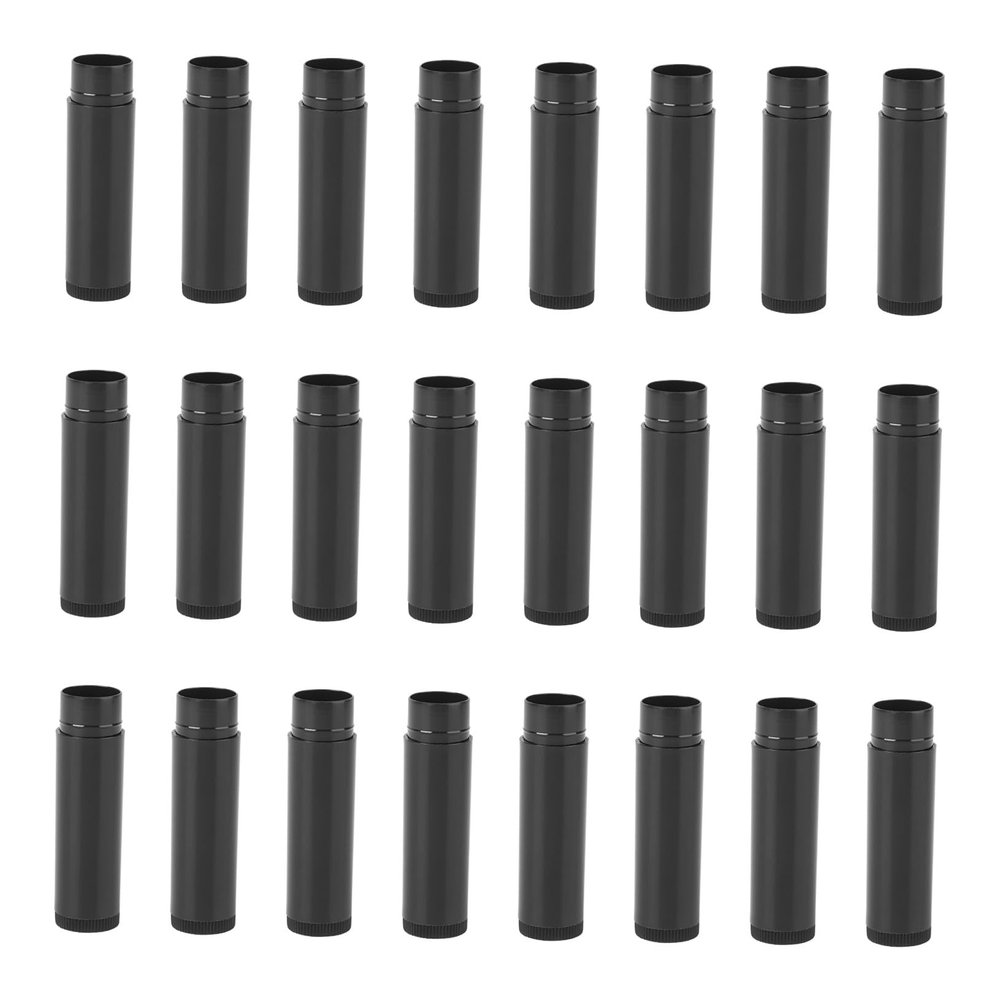 Healeved 75-Piece Empty Black Plastic Lip Balm Tubes