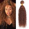 Brazilian Curly Human Hair Bundle, 30#, Remy Hair, Brown, 1/3/4, Kinky Curly Extensions, Burgundy Hair Weave (1B30, 16 Inches, 1 Bundle) view 2