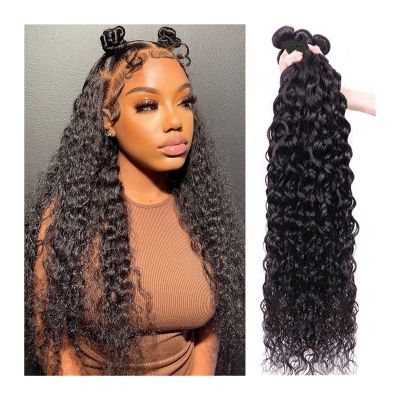 Human Hair Water Wave Bundles, Brazilian Deep Wave Human Hair, 3 Bundles for Black Women, 100% Human Hair Extensions (20 inches, 1 p